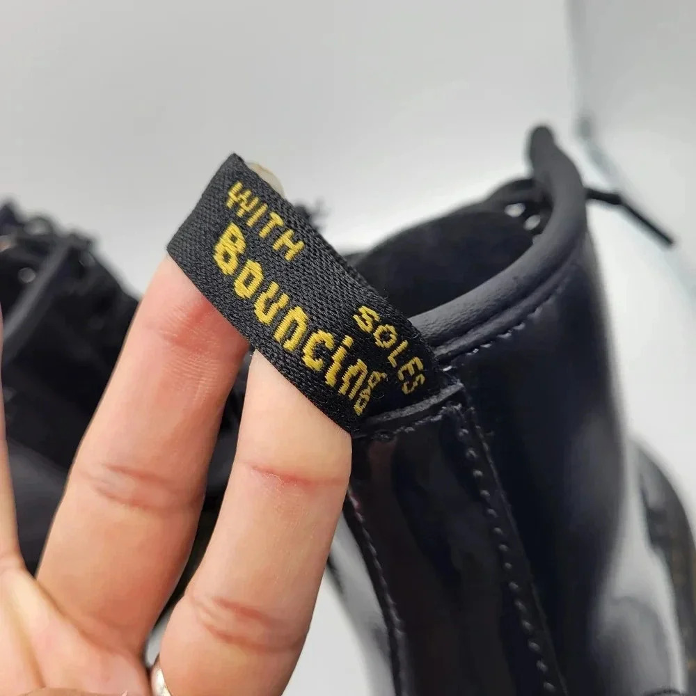 Dr. Martens Kids 1460 J Black Glossy Patent Leather Lace Up Ankle Boots US 12 - Picture 9 of 13